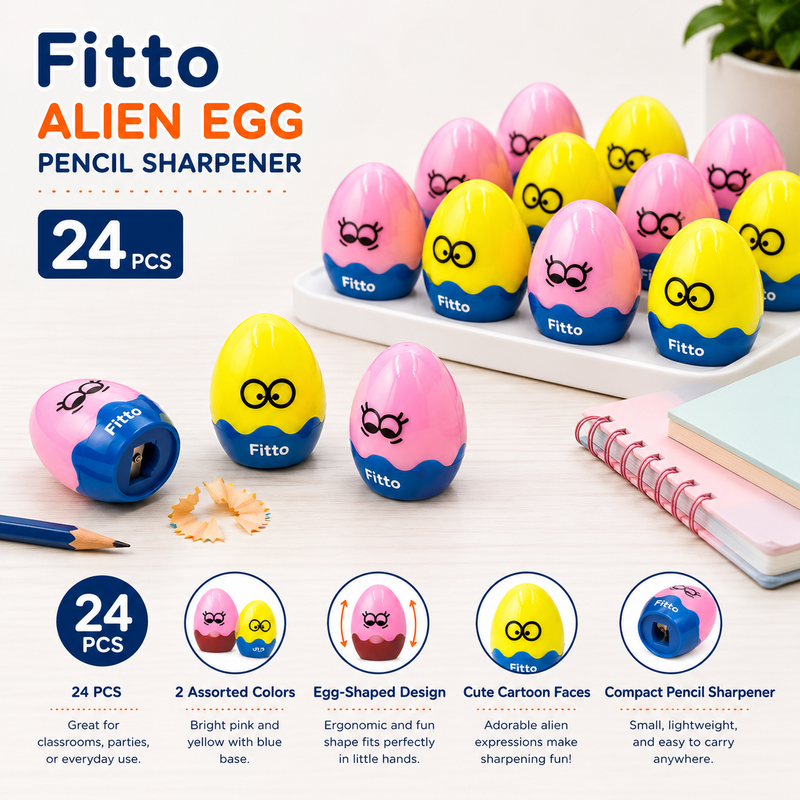 72 Pieces Alien Egg Pencil Sharpener Sets (24 Pieces Cute Cartoon Manual Sharpeners – Assorted Colors – Compact School Stationery)