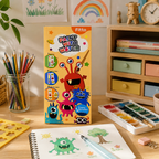 96 Pieces Paint With Water Activity Books (Funny Monster Theme – Mess Free Water Painting – 3 Step Creative Art Activity)