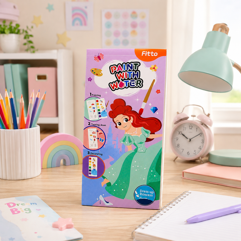96 Pieces Paint With Water Dress-Up Princess Activity Books (Mess Free Painting – Decorating and Creative Art Set)