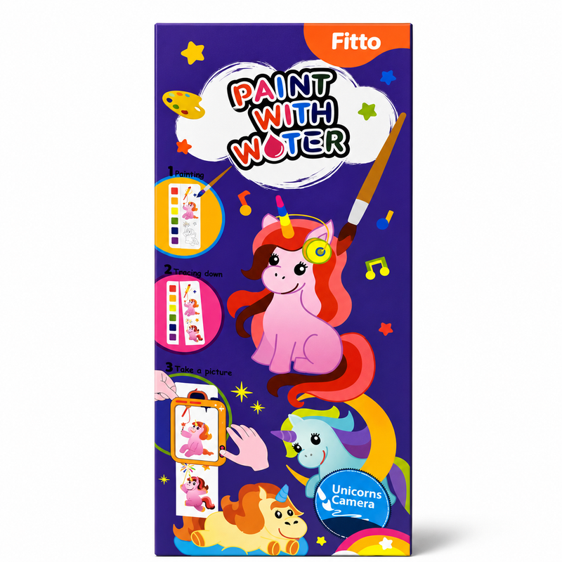 96 Pieces Paint With Water Unicorn Theme Activity Books (3 Activities Painting Tearing and Picture Play – Mess Free Art Book)