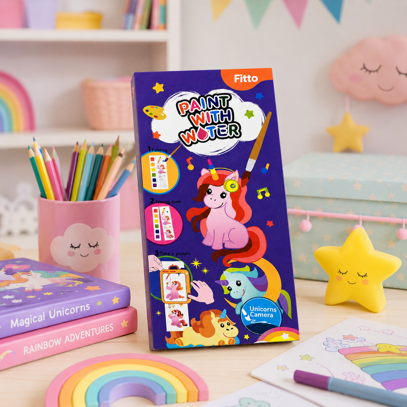 96 Pieces Paint With Water Unicorn Theme Activity Books (3 Activities Painting Tearing and Picture Play – Mess Free Art Book)