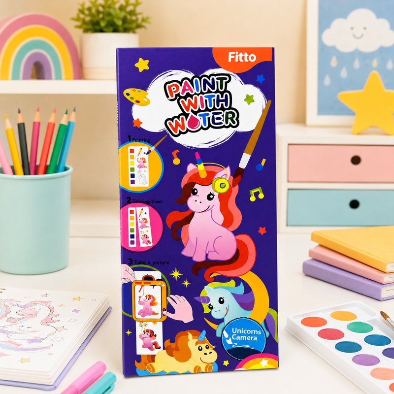 96 Pieces Paint With Water Unicorn Theme Activity Books (3 Activities Painting Tearing and Picture Play – Mess Free Art Book)