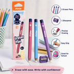 120 Pieces Eraser Pen Set 3 Pieces with 1 Sharpener (Easy-Grip Precision Erasers for School – Office and Drawing Correction)