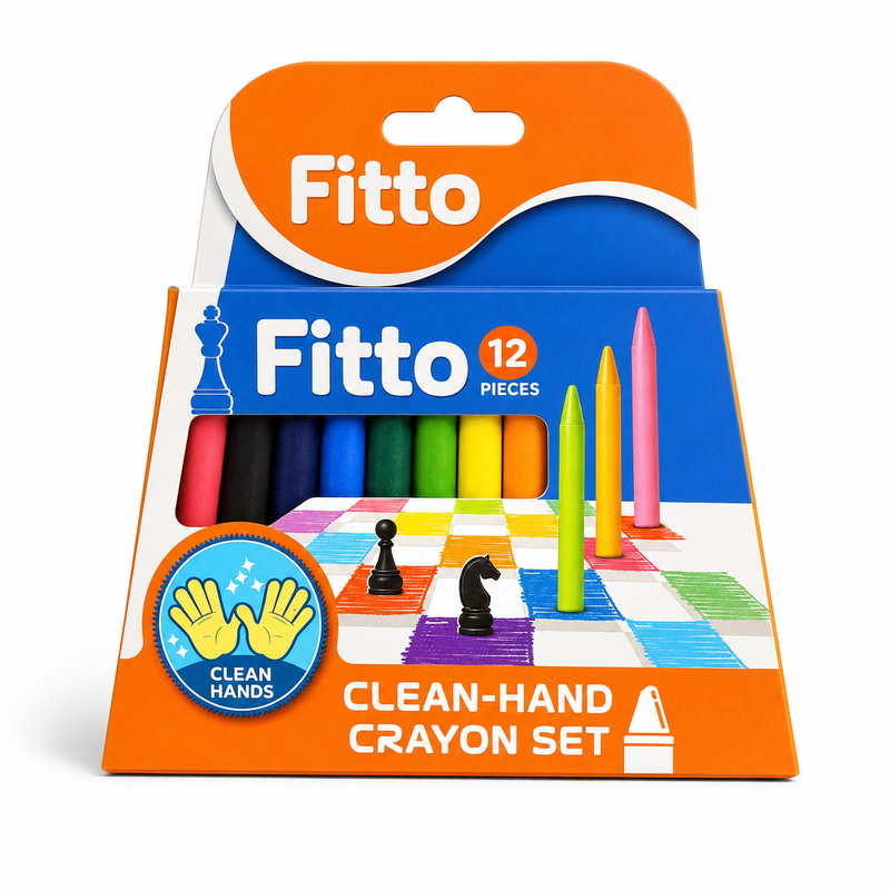 144 Pieces Clean Hand Crayon Set 12 Pieces (Bright Assorted Colors – Easy-Grip Coloring Crayons for School – Home and Art Activities)