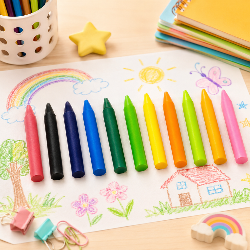 144 Pieces Clean Hand Crayon Set 12 Pieces (Bright Assorted Colors – Easy-Grip Coloring Crayons for School – Home and Art Activities)