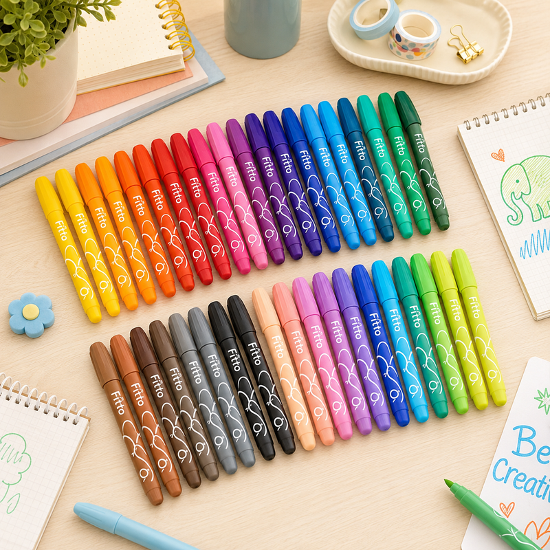 96 Pieces Fibre Pens 36 Pieces (Bright Assorted Colors Marker Pens – Smooth Coloring Pens for School – Drawing and Art Projects)