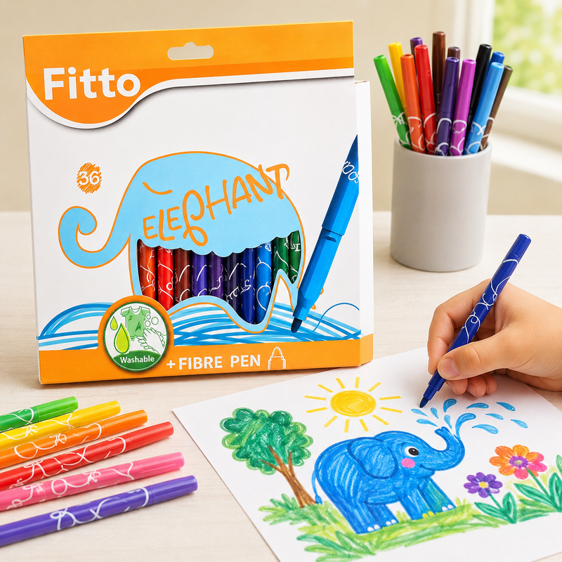 96 Pieces Fibre Pens 36 Pieces (Bright Assorted Colors Marker Pens – Smooth Coloring Pens for School – Drawing and Art Projects)