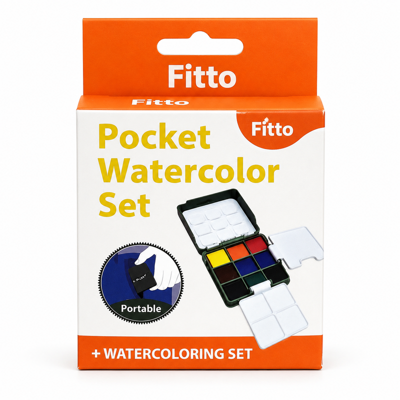 96 Pieces Pocket Watercolor Sets (9 Color Portable Watercolor Paint Kit with Fold Out Mixing Palette for Art – Travel and Painting)