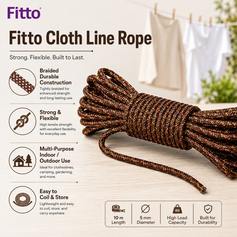 240 Pieces Cloth Line Ropes (10m Braided Clothesline 5 mm – Strong Flexible Indoor Outdoor Drying Rope for Laundry – Camping – Garden and Home Use)