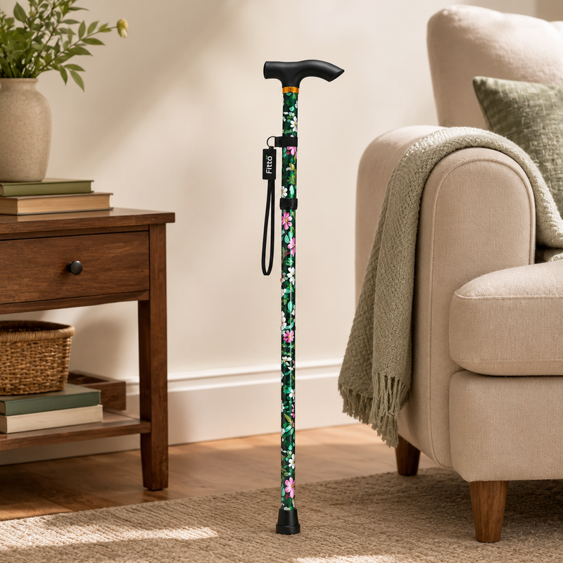 96 Pieces Foldable Walking Canes (95 cm – Lightweight Portable Walking Stick with Ergonomic T-Handle – Wrist Strap and Anti-Slip Rubber Tip)