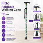 96 Pieces Foldable Walking Canes (95 cm – Lightweight Portable Walking Stick with Ergonomic T-Handle – Wrist Strap and Anti-Slip Rubber Tip)