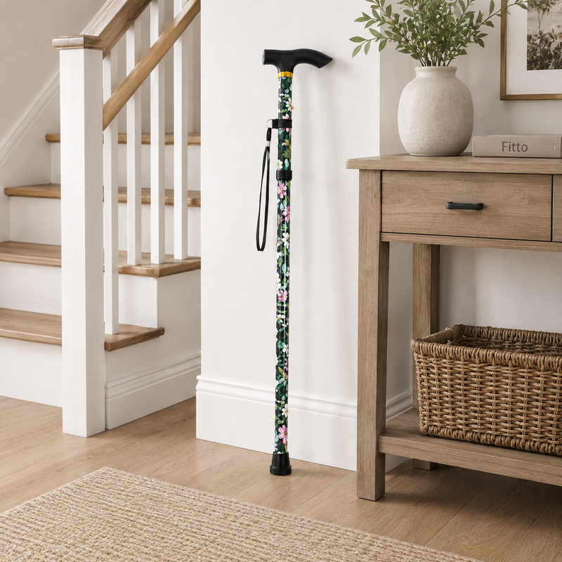 96 Pieces Foldable Walking Canes (95 cm – Lightweight Portable Walking Stick with Ergonomic T-Handle – Wrist Strap and Anti-Slip Rubber Tip)