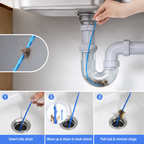 240 Pieces Pipe Cleaning Sticks 12 Pieces (Flexible Drain Cleaner Sticks with Barbed Surface for Sink – Bathroom – Kitchen Pipes and Hair Removal)