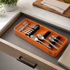 120 Pieces Cutlery Organizer Trays (4 Section Plastic Drawer Organizer for Spoons – Forks – Knives and Kitchen Utensils – Orange)