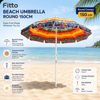 72 Pieces Beach Umbrellas (150cm – Colorful Printed Canopy with Metal Pole – Easy Sand Insert Outdoor Shade Umbrella)