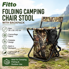 48 Pieces Folding Camping Chair Stools with Backpack (Camouflage Foldable Outdoor Seat – 35 x 30 x 42 cm – Metal Frame)