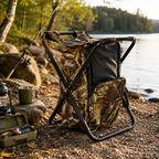 48 Pieces Folding Camping Chair Stools with Backpack (Camouflage Foldable Outdoor Seat – 35 x 30 x 42 cm – Metal Frame)