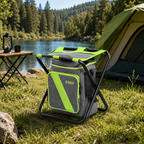 48 Pieces Folding Camping Chair Stools with Backpack (Light Green Portable Outdoor Seat – Foldable Metal Frame – 35 x 30 x 42 cm)