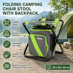 48 Pieces Folding Camping Chair Stools with Backpack (Light Green Portable Outdoor Seat – Foldable Metal Frame – 35 x 30 x 42 cm)