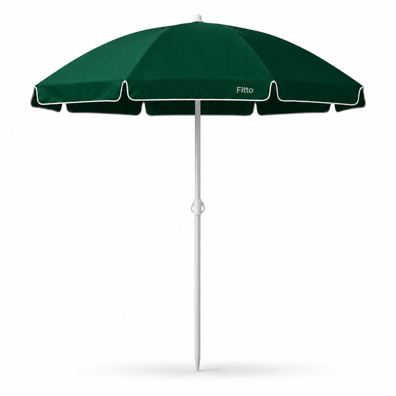 72 Pieces Beach Umbrellas (200cm – Dark Green Round Canopy – Tilt Adjustable Metal Pole Outdoor Shade Umbrella)