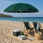 72 Pieces Beach Umbrellas (200cm – Dark Green Round Canopy – Tilt Adjustable Metal Pole Outdoor Shade Umbrella)