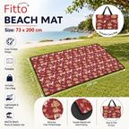 72 Pieces Beach Mats with Carry Bag (73 x 200 cm Foldable Color Printed Outdoor Mat – Red)