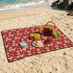 72 Pieces Beach Mats with Carry Bag (73 x 200 cm Foldable Color Printed Outdoor Mat – Red)