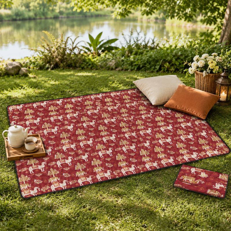 72 Pieces Beach Mats with Carry Bag (73 x 200 cm Foldable Color Printed Outdoor Mat – Red)