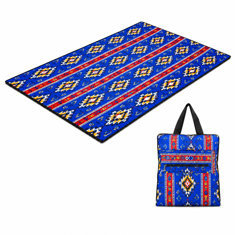 72 Pieces Beach Mats with Carry Bag (73 x 200 cm Foldable Color Printed Outdoor Mat – Blue)