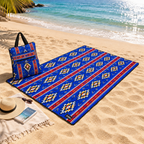 72 Pieces Beach Mats with Carry Bag (73 x 200 cm Foldable Color Printed Outdoor Mat – Blue)