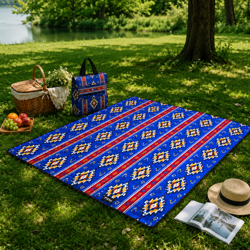 72 Pieces Beach Mats with Carry Bag (73 x 200 cm Foldable Color Printed Outdoor Mat – Blue)