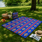 72 Pieces Beach Mats with Carry Bag (73 x 200 cm Foldable Color Printed Outdoor Mat – Blue)
