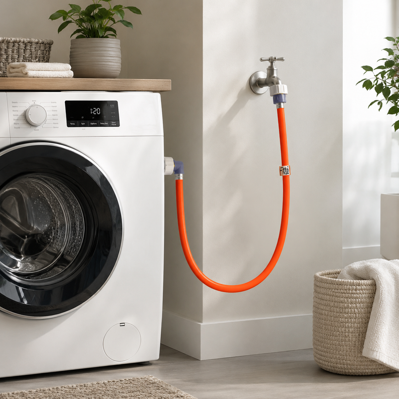 96 Pieces Washing Machine Hose Pipes (1.5m Orange Flexible PVC Hose with Metal Nut Connectors)