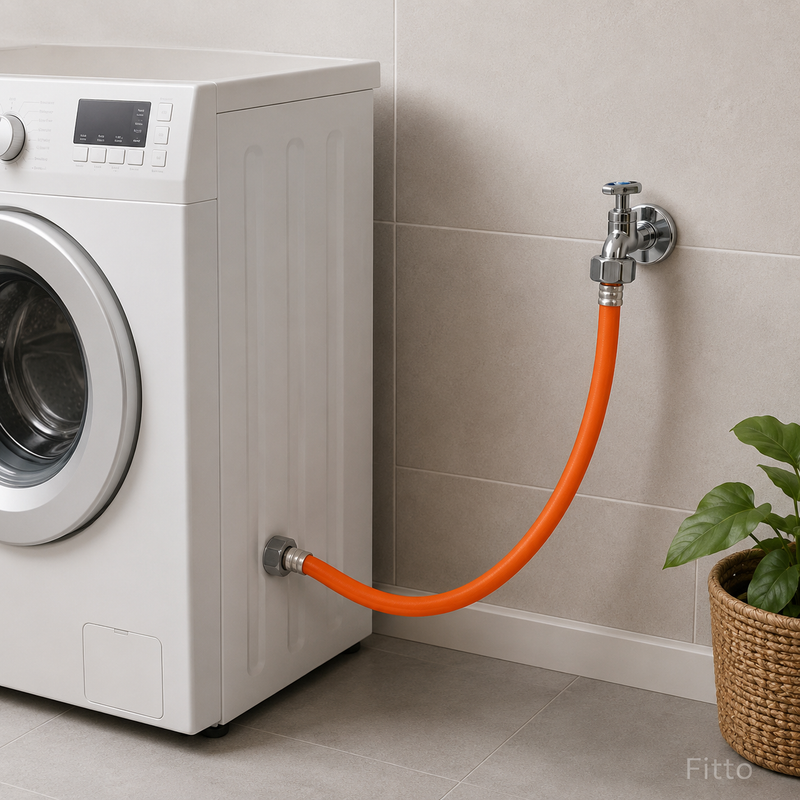 96 Pieces Washing Machine Hose Pipes (1.5m Orange Flexible PVC Hose with Metal Nut Connectors)