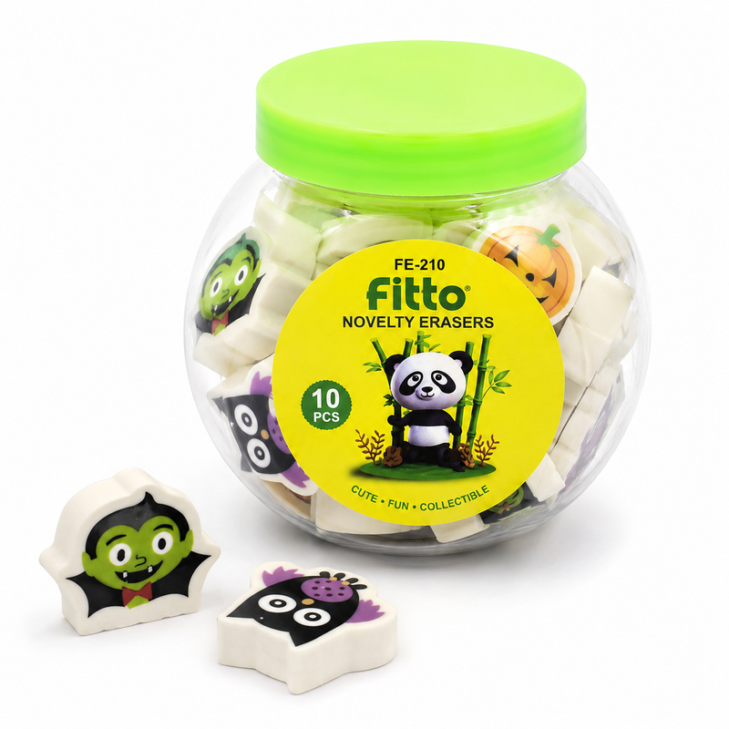 144 Pieces Cute Cartoon Erasers (10 Pieces Soft Pencil Eraser Set with Cute Animal Designs – Non-Toxic Clean Erasing Rubber Erasers in Storage Jar for Kids – School – Office – Classroom – Party Favors & Gifts)