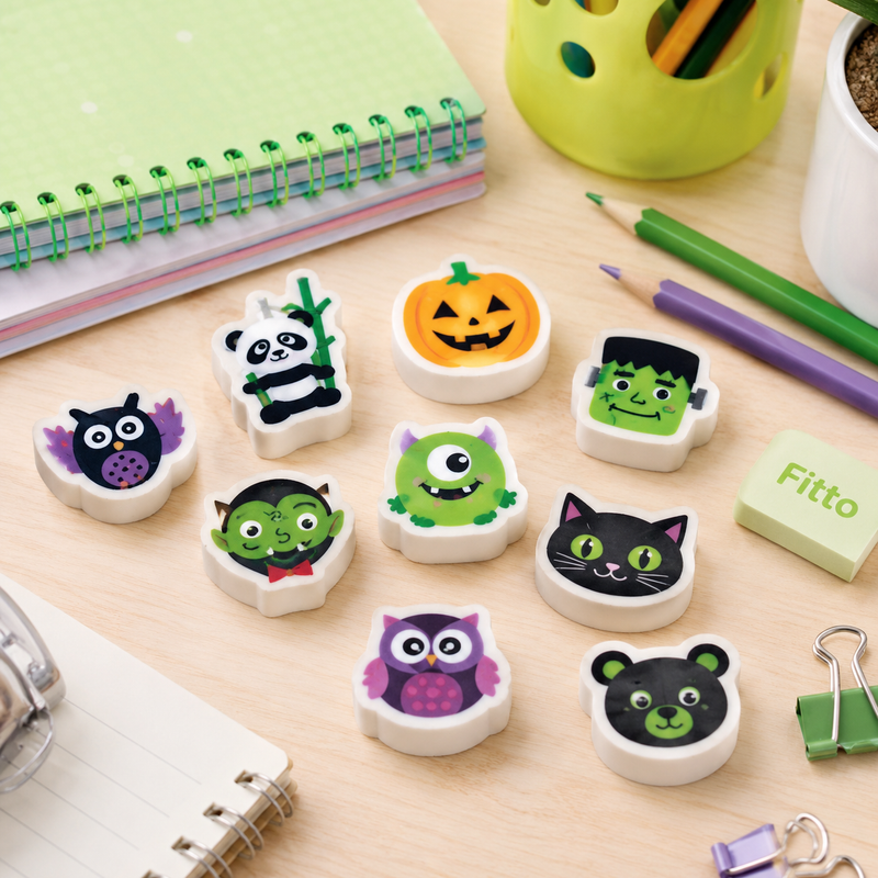 144 Pieces Cute Cartoon Erasers (10 Pieces Soft Pencil Eraser Set with Cute Animal Designs – Non-Toxic Clean Erasing Rubber Erasers in Storage Jar for Kids – School – Office – Classroom – Party Favors & Gifts)
