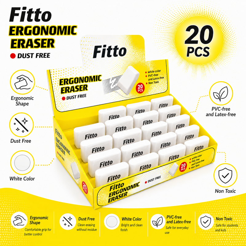 96 Pieces Ergonomic Erasers (20 Pieces Dust-Free White Pencil Erasers – PVC-Free Latex-Free Non-Toxic Erasers for School – Office and Art)