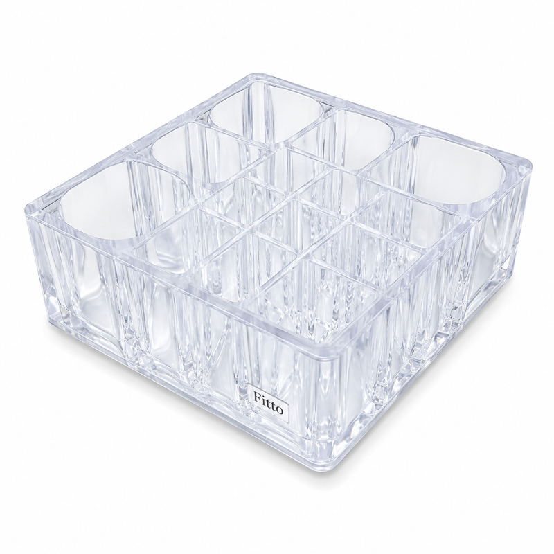 120 Pieces Acrylic Cosmetic Organizers (Transparent Makeup Brush Holder with Multi Compartments for Vanity – Bathroom and Dressing Table)