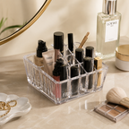 120 Pieces Acrylic Cosmetic Organizers (Transparent Makeup Brush Holder with Multi Compartments for Vanity – Bathroom and Dressing Table)