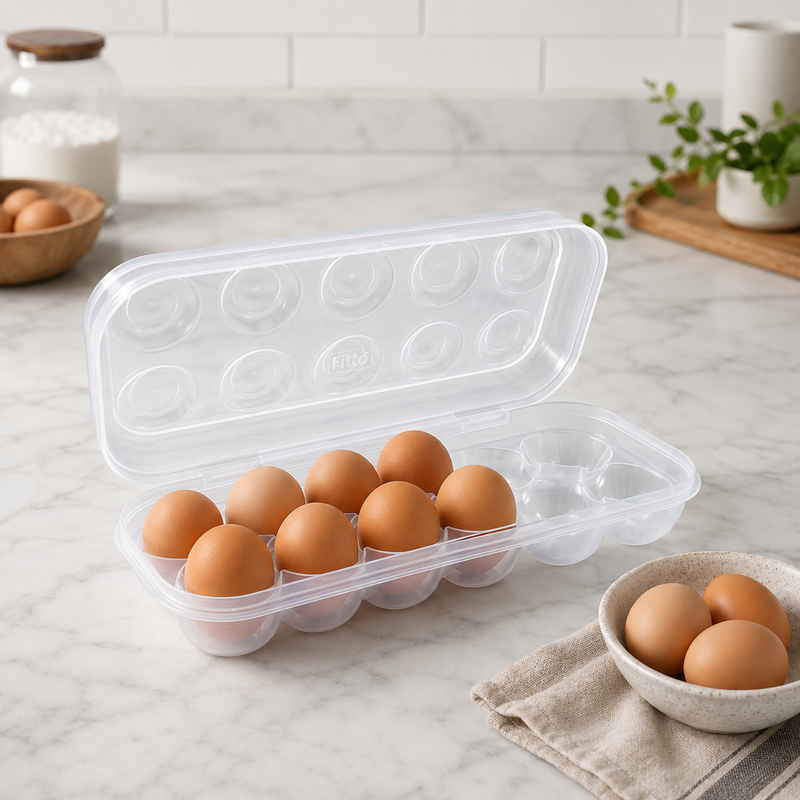 144 Pieces Egg Storage Trays with Hinged Lid (Transparent Plastic Fridge Organizer for Eggs)