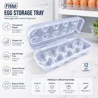 144 Pieces Egg Storage Trays with Hinged Lid (Transparent Plastic Fridge Organizer for Eggs)