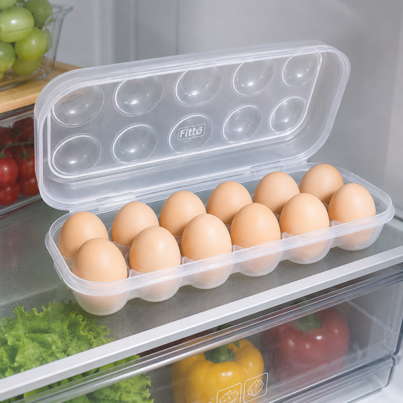 144 Pieces Egg Storage Trays with Hinged Lid (Transparent Plastic Fridge Organizer for Eggs)