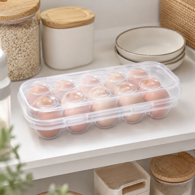 144 Pieces Egg Storage Trays with Hinged Lid (Transparent Plastic Fridge Organizer for Eggs)