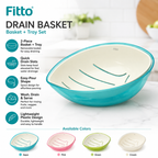 144 Pieces Drain Baskets (2 Piece Kitchen Washing Basket and Tray Set for Fruits – Vegetables – Pasta and Sink Draining)