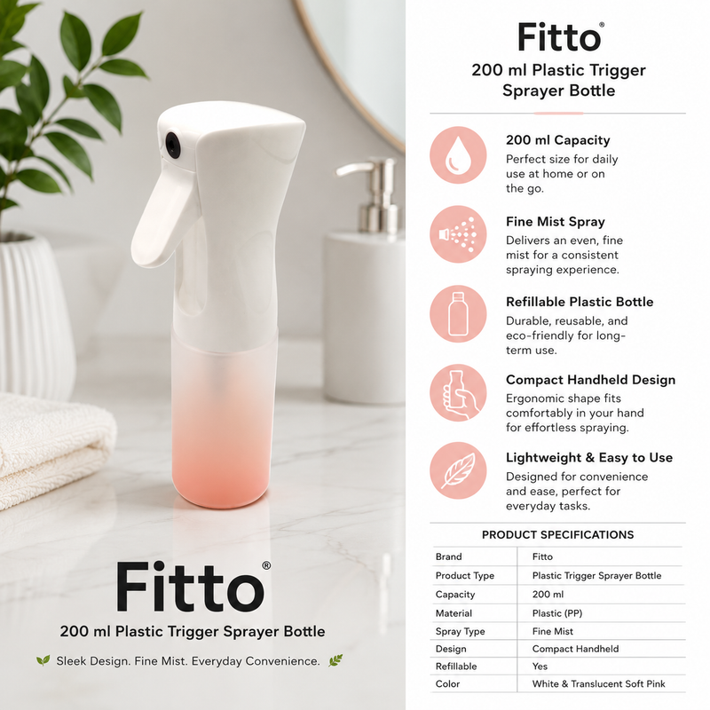 96 Pieces 200 ml Plastic Trigger Spray Bottles (Fine Mist Empty Water Sprayer for Hair – Plants – Cleaning and Travel Use)