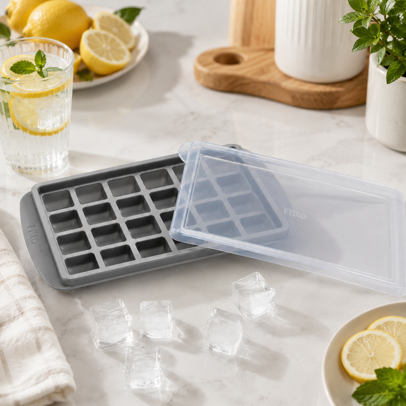 144 Pieces 24 Section Small Ice Cube Trays with Fitted Lid (Freezer Ice Mold for Drinks – Kitchen Storage and Chilled Beverages)