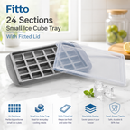 144 Pieces 24 Section Small Ice Cube Trays with Fitted Lid (Freezer Ice Mold for Drinks – Kitchen Storage and Chilled Beverages)