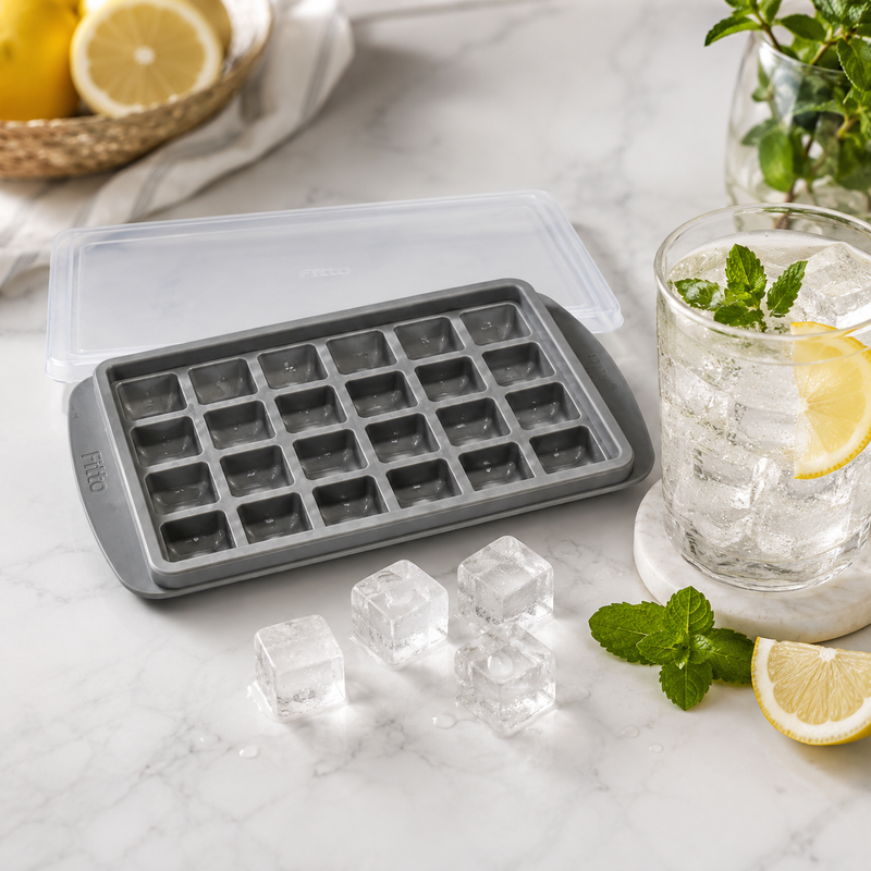 144 Pieces 24 Section Small Ice Cube Trays with Fitted Lid (Freezer Ice Mold for Drinks – Kitchen Storage and Chilled Beverages)