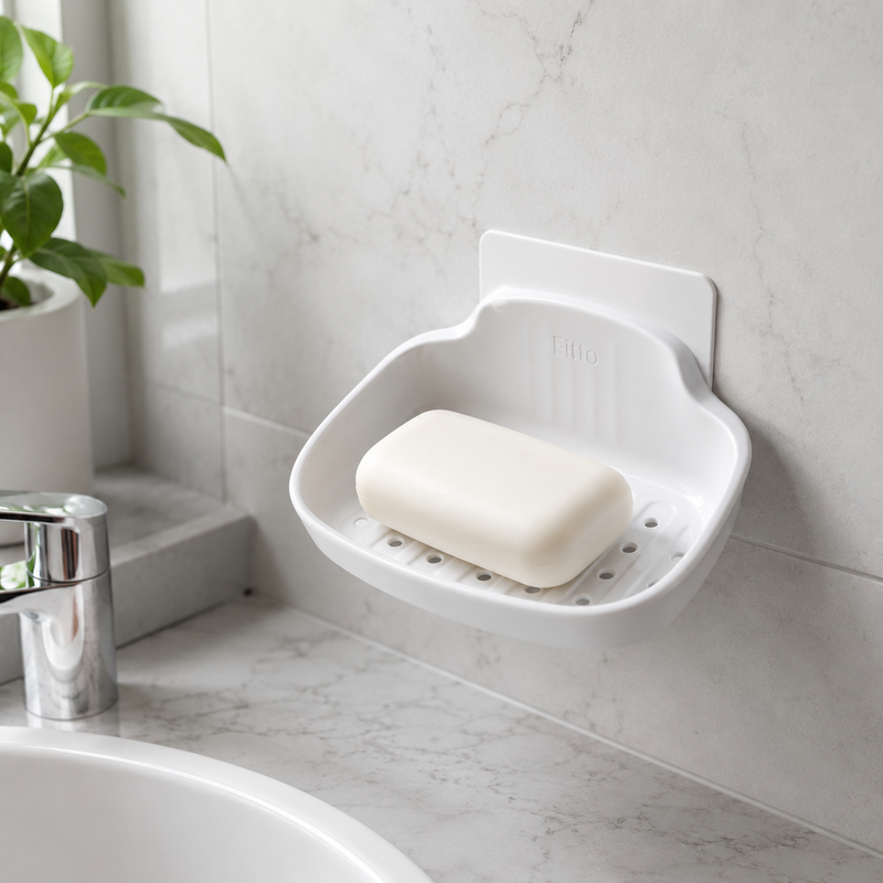 240 Pieces Wall Mount Soap Holders (Self Adhesive Drain Soap Dish for Bathroom – Kitchen Sink and Shower Storage – White)