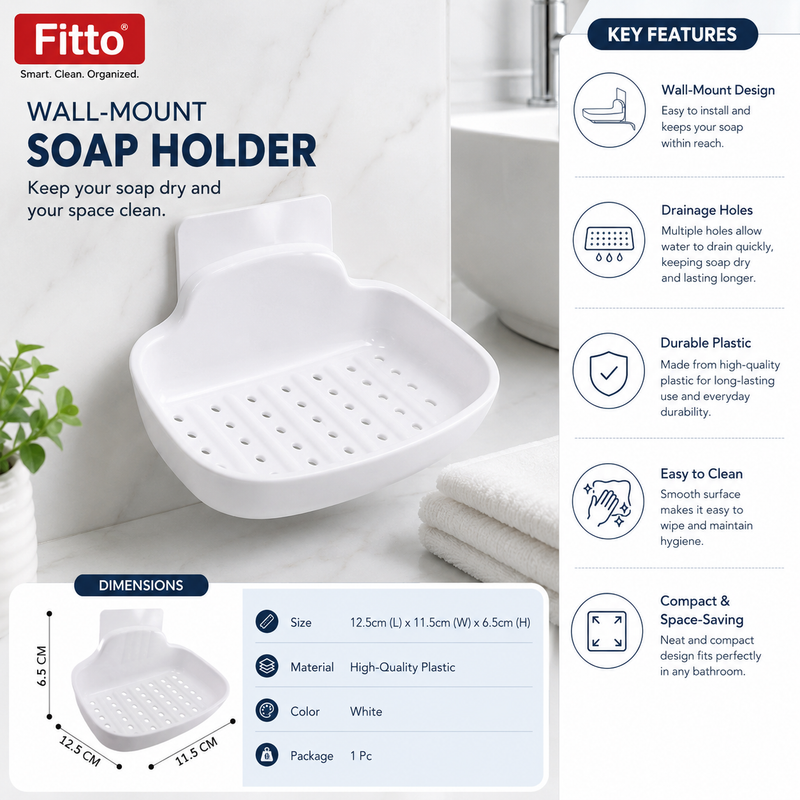 240 Pieces Wall Mount Soap Holders (Self Adhesive Drain Soap Dish for Bathroom – Kitchen Sink and Shower Storage – White)